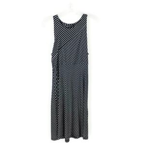 Athleta 228764 Santorini High Neck Black Mixed Stripe Sleeveless Dress Womens M